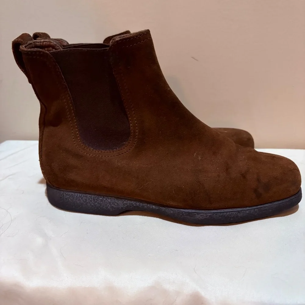 Tods Brown Suede Chelsea Boots Mens 6.5‎ Italian Leather Ankle Boots Round Toe